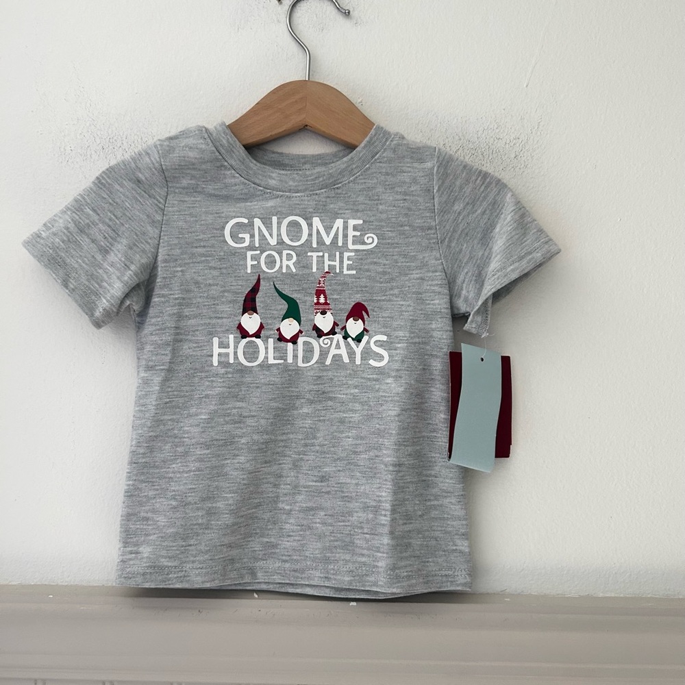 ⭐️ NEW Baby 12 Months Wondershop Gray Holiday Gnome T-Shirt